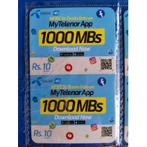  Pack of 6 Telenor 10 Rupees Scratch Card-1000MB Internet